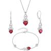 imageInfinity Celtic Knot Jewelry Set for Women 925 Sterling Silver Irish Necklace Ruby Dangle Drop Leverback Earrings and Bracelet July Birthstone Jewelry Gifts for Her