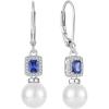 imagePearl Drop Earrings Dangling 925 Sterling Silver Emerald Cut Leverback Earrings Birthstone Jewelry for Women12 December  Tanzanite