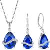 imageTeardrop Jewelry Set for Women 925 Sterling Silver Sapphire Necklace Dangle Drop Leverback Earrings September Birthstone Jewelry Gifts for Her