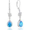 imageTeardrop Leverback Wedding Earrings 925 Sterling Silver Dangle Drop Earrings with Birthstone Jewelry for Women Brides Bridesmaid03 March  Aquamarine