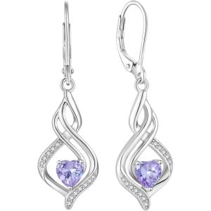 imageDangle Drop Earrings for Women 925 Sterling Silver Infinity Leverback Earrings with Birthstone Twisted Jewelry Gifts for Her06 June  Alexandrite