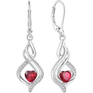 imageDangle Drop Earrings for Women 925 Sterling Silver Infinity Leverback Earrings with Birthstone Twisted Jewelry Gifts for Her07 July  Ruby