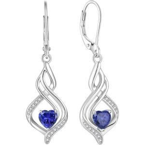 imageDangle Drop Earrings for Women 925 Sterling Silver Infinity Leverback Earrings with Birthstone Twisted Jewelry Gifts for Her12 December  Tanzanite