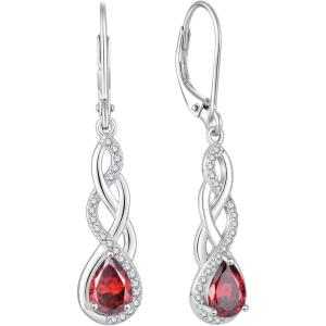 imageLeverback Earrings 925 Sterling Silver Infinity Dangle Drop Earrings Birthstone Earrings Twisted Jewelry Gifts for Women01 January  Garnet