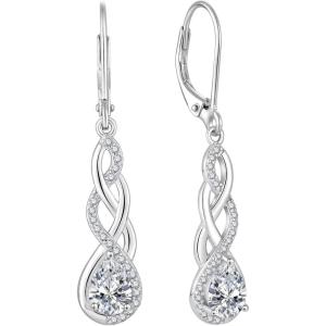 imageLeverback Earrings 925 Sterling Silver Infinity Dangle Drop Earrings Birthstone Earrings Twisted Jewelry Gifts for Women04 April  Simulated Diamond