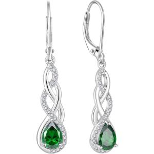 imageLeverback Earrings 925 Sterling Silver Infinity Dangle Drop Earrings Birthstone Earrings Twisted Jewelry Gifts for Women05 May  Emerald