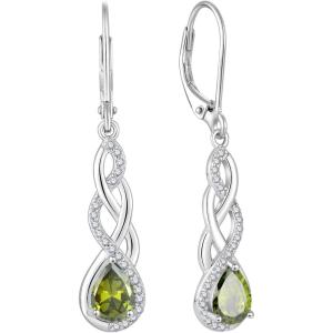 imageLeverback Earrings 925 Sterling Silver Infinity Dangle Drop Earrings Birthstone Earrings Twisted Jewelry Gifts for Women08 August  Peridot