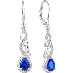 imageLeverback Earrings 925 Sterling Silver Infinity Dangle Drop Earrings Birthstone Earrings Twisted Jewelry Gifts for Women09 September  Sapphire