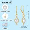 image18K Yellow Gold Plated Freshwater Pearl Jewelry Set for Women 925 Sterling Silver Infinity Pearl Necklace and Dangle Drop Leverback Earrings Set