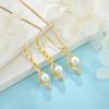 image18K Yellow Gold Plated Freshwater Pearl Jewelry Set for Women 925 Sterling Silver Infinity Pearl Necklace and Dangle Drop Leverback Earrings Set