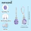 imageAlexandrite Jewelry Set for Women 925 Sterling Silver Oval Cut Necklace Dangle Drop Leverback Earrings June Birthstone Jewelry for Her