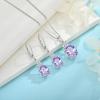 imageAlexandrite Jewelry Set for Women 925 Sterling Silver Oval Cut Necklace Dangle Drop Leverback Earrings June Birthstone Jewelry for Her