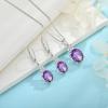 imageAmethyst Jewelry Set for Women 925 Sterling Silver Oval Cut Necklace Dangle Drop Leverback Earrings February Birthstone Jewelry for Her