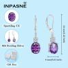 imageAmethyst Jewelry Set for Women 925 Sterling Silver Oval Cut Necklace Dangle Drop Leverback Earrings February Birthstone Jewelry for Her