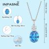 imageAquamarine Jewelry Set for Women 925 Sterling Silver Oval Cut Necklace Dangle Drop Leverback Earrings March Birthstone Jewelry for Her