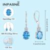 imageAquamarine Jewelry Set for Women 925 Sterling Silver Oval Cut Necklace Dangle Drop Leverback Earrings March Birthstone Jewelry for Her