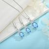 imageAquamarine Jewelry Set for Women 925 Sterling Silver Oval Cut Necklace Dangle Drop Leverback Earrings March Birthstone Jewelry for Her