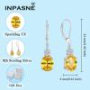 imageCitrine Jewelry Set for Women 925 Sterling Silver Oval Cut Necklace Dangle Drop Leverback Earrings November Birthstone Jewelry for Her