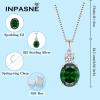 imageEmerald Jewelry Set for Women 925 Sterling Silver Oval Cut Necklace Dangle Drop Leverback Earrings May Birthstone Jewelry for Her