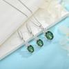 imageEmerald Jewelry Set for Women 925 Sterling Silver Oval Cut Necklace Dangle Drop Leverback Earrings May Birthstone Jewelry for Her