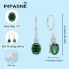 imageEmerald Jewelry Set for Women 925 Sterling Silver Oval Cut Necklace Dangle Drop Leverback Earrings May Birthstone Jewelry for Her