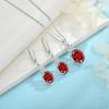 imageGarnet Jewelry Set for Women 925 Sterling Silver Oval Cut Necklace Dangle Drop Leverback Earrings January Birthstone Jewelry for Her