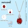 imageGarnet Jewelry Set for Women 925 Sterling Silver Oval Cut Necklace Dangle Drop Leverback Earrings January Birthstone Jewelry for Her