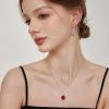 imageGarnet Jewelry Set for Women 925 Sterling Silver Oval Cut Necklace Dangle Drop Leverback Earrings January Birthstone Jewelry for Her