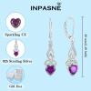 imageInfinity Celtic Knot Jewelry Set for Women 925 Sterling Silver Irish Necklace Amethyst Dangle Drop Leverback Earrings and Bracelet February Birthstone Jewelry Gifts for Her
