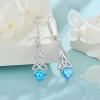 imageInfinity Celtic Knot Jewelry Set for Women 925 Sterling Silver Irish Necklace Aquamarine Dangle Drop Leverback Earrings March Birthstone Jewelry Gifts for Her Mom