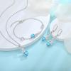 imageInfinity Celtic Knot Jewelry Set for Women 925 Sterling Silver Irish Necklace Aquamarine Dangle Drop Leverback Earrings and Bracelet March Birthstone Jewelry Gifts for Her
