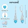 imageInfinity Celtic Knot Jewelry Set for Women 925 Sterling Silver Irish Necklace Aquamarine Dangle Drop Leverback Earrings and Bracelet March Birthstone Jewelry Gifts for Her
