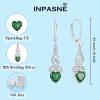 imageInfinity Celtic Knot Jewelry Set for Women 925 Sterling Silver Irish Necklace Emerald Dangle Drop Leverback Earrings and Bracelet May Birthstone Jwelry Gifts for Her