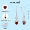 imageInfinity Celtic Knot Jewelry Set for Women 925 Sterling Silver Irish Necklace Garnet Dangle Drop Leverback Earrings and Bracelet January Birthstone Jwelry Gifts for Her