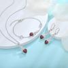 imageInfinity Celtic Knot Jewelry Set for Women 925 Sterling Silver Irish Necklace Garnet Dangle Drop Leverback Earrings and Bracelet January Birthstone Jwelry Gifts for Her