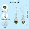 imageInfinity Celtic Knot Jewelry Set for Women 925 Sterling Silver Irish Necklace Peridot Dangle Drop Leverback Earrings and Bracelet August Birthstone Jewelry Gifts for Her