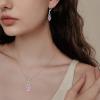 imageInfinity Celtic Knot Jewelry Set for Women 925 Sterling Silver Irish Necklace Pink Tourmaline Dangle Drop Leverback Earrings October Birthstone Jewelry Gifts for Mom