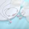 imageInfinity Celtic Knot Jewelry Set for Women 925 Sterling Silver Irish Necklace Pink Tourmaline Dangle Drop Leverback Earrings and Bracelet October Birthstone Jewelry Gifts for Her