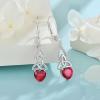 imageInfinity Celtic Knot Jewelry Set for Women 925 Sterling Silver Irish Necklace Ruby Dangle Drop Leverback Earrings July Birthstone Jewelry Gifts for Mom