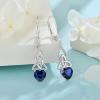 imageInfinity Celtic Knot Jewelry Set for Women 925 Sterling Silver Irish Necklace Sapphire Dangle Drop Leverback Earrings September Birthstone Jewelry Gifts for Mom