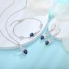 imageInfinity Celtic Knot Jewelry Set for Women 925 Sterling Silver Irish Necklace Sapphire Dangle Drop Leverback Earrings and Bracelet September Birthstone Jewelry Gifts for Her