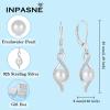 imageInfinity Freshwater Pearl Jewelry Set for Women 925 Sterling Silver Pearl Necklace and Dangle Drop Leverback Earrings Set