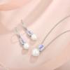 imagePearl Jewelry Set 925 Sterling Silver Alexandrite Necklace Earrings Emerald Cut June Birthstone Jewelry Gifts for Her