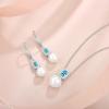 imagePearl Jewelry Set 925 Sterling Silver Aquamarine Necklace Earrings Emerald Cut March Birthstone Jewelry Gifts for Her