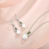 imagePearl Jewelry Set 925 Sterling Silver Peridot Necklace Earrings Emerald Cut August Birthstone Jewelry Gifts for Her