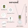 imagePearl Jewelry Set 925 Sterling Silver Peridot Necklace Earrings Emerald Cut August Birthstone Jewelry Gifts for Her