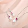 imagePearl Jewelry Set 925 Sterling Silver Ruby Necklace Earrings Emerald Cut July Birthstone Jewelry Gifts for Her