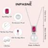 imagePearl Jewelry Set 925 Sterling Silver Ruby Necklace Earrings Emerald Cut July Birthstone Jewelry Gifts for Her