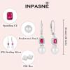 imagePearl Jewelry Set 925 Sterling Silver Ruby Necklace Earrings Emerald Cut July Birthstone Jewelry Gifts for Her