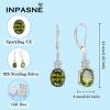 imagePeridot Jewelry Set for Women 925 Sterling Silver Oval Cut Necklace Dangle Drop Leverback Earrings August Birthstone Jewelry for Her